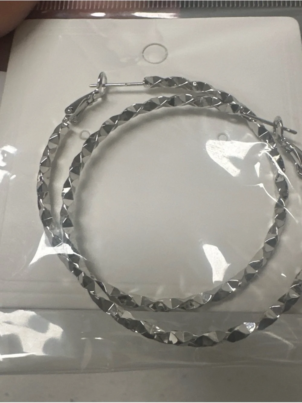 Silver Faceted Hoop Earrings - Classic Women's Jewelry